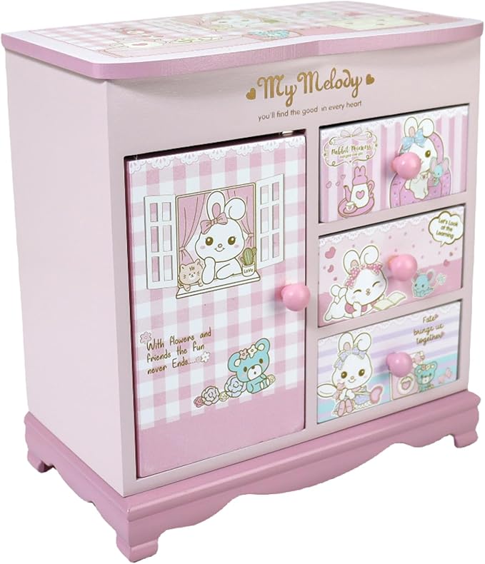 Children jewelry box for girls Pink Cute bunny girls jewelry box Little girl birthday christmas Gift kids jewelry box-CubbioJoy