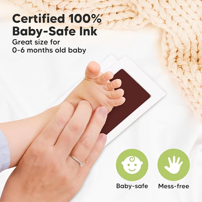 4-Pack Inkless Baby Hand and Footprint Kit - Mess Free Ink Pad for Newborn Keepsake, Dog Nose & Paw Print Kit, Clean Touch Ink Pad for Baby Hand & Footprints, Ideal New Mom Gifts (Auburn)-CubbioJoy