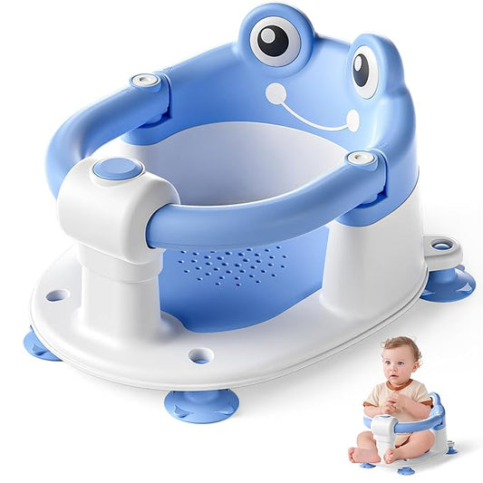 Baby Bath Seat for Babies 6 Months & up Non-Slip Toddler Bath Seats for Sitting Up Infant Bathtub Chair with Suction Cups and Soft Cushion for Baby Shower Tub Seat-CubbioJoy
