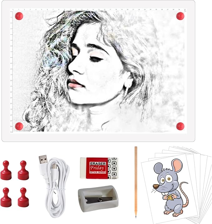 A4 Rechargeable LED Tracing Light Box, ELICE Wireless Battery Powered Light Pad Artcraft Lightpad Cordless Light Board for Diamond Painting Drawing Sketching Weeding Vinyl X-ray Viewing (White)-CubbioJoy
