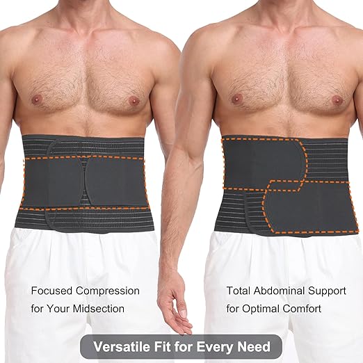 Abdominal Binder for Men and Women – Post Surgery & Postpartum Recovery Hernia Support Belt Waist Trainer for Men Adjustable Compression Wrap (Black,XL)-CubbioJoy