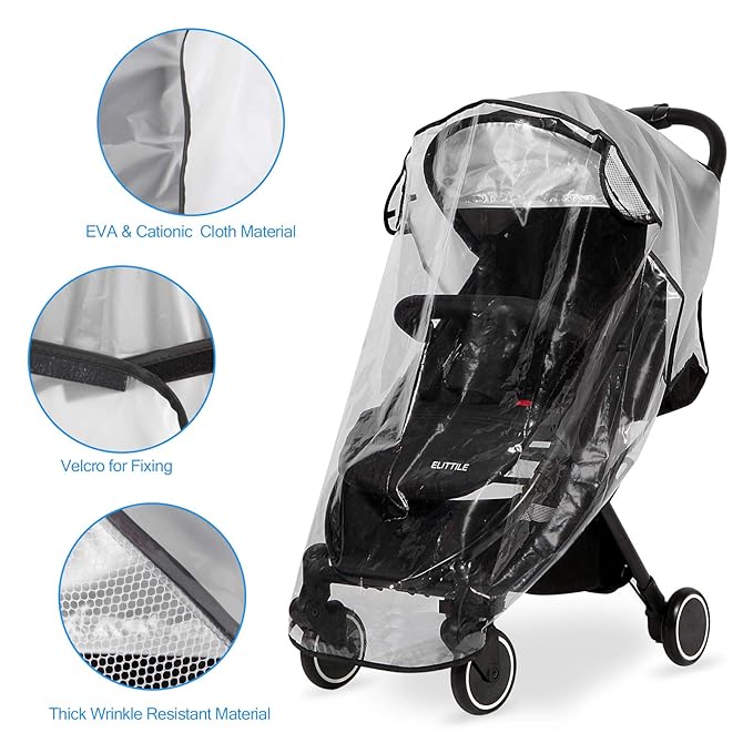 Clear Stroller Rain Cover, Universal Travel Weather Shield Breathable Baby Stroller Rain Cover for Windproof, Waterproof, Protect from Sun Dust Snow-CubbioJoy