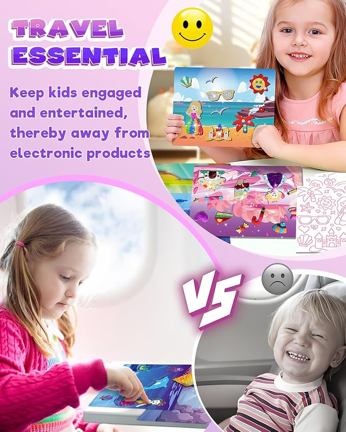 Baobrava Foil Art Fun Kit for Kids - DIY Toy Unicorn Princess Foil Art Craft Activity for Kids, Foam Stickers Fun Craft Kits & Supplies, Creative Christmas Birthday Gifts Travel Toys for 4 and Up-CubbioJoy