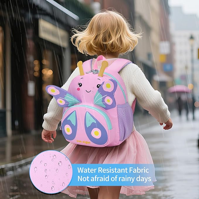 3D Butterfly Toddler Backpack - Cute Animal Cartoon Mini Travel Bag for Girls 1-3 Years,Waterproof Kids Preschool Backpack with Personalized Design (Butterfly Style)-CubbioJoy