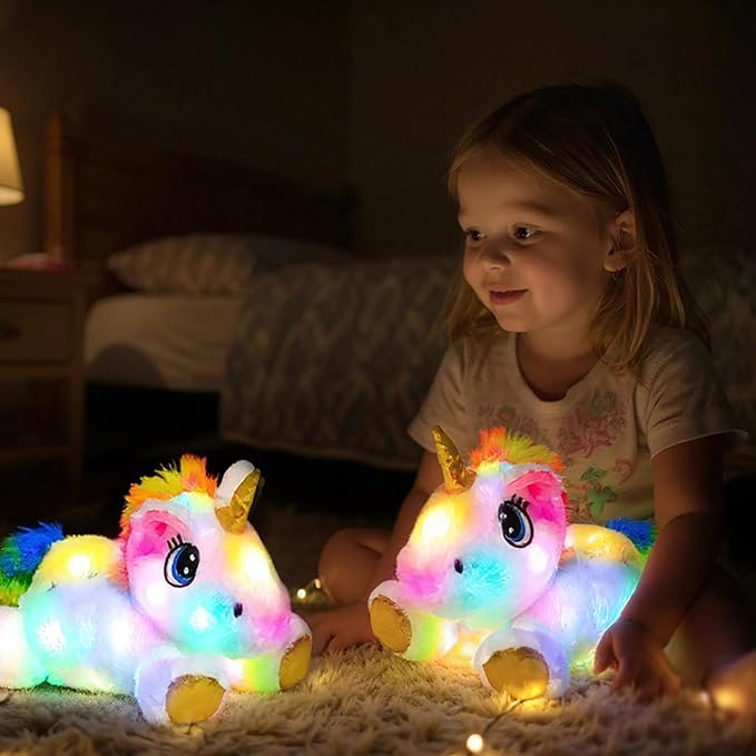 Cuteoy Light-up Plush White Unicorn LED Stuffed Animal Birthday Christmas Plushies Toy Gifts for Kids Toddler Girls, 15"-CubbioJoy
