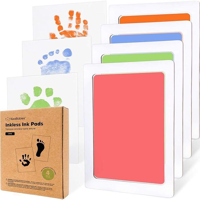 4-Pack Inkless Baby Hand and Footprint Kit - Mess Free Ink Pad for Newborn Keepsake, Dog Nose & Paw Print Kit, Clean Touch Ink Pad for Baby Hand & Footprints, Ideal New Mom Gifts (Candy, L)-CubbioJoy