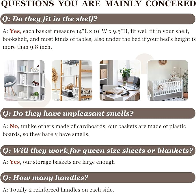 Criusia Closet Organizers and Storage Baskets - 6 Pack Shelf Organizer Bins with Handles - Clothes Storage Bins for Bedroom Nursery Home Closet Organization - Blanket Toy Storage Organizer-CubbioJoy