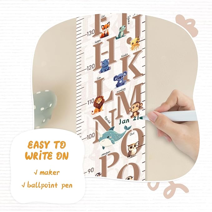 Customize Name Growth Chart Wall, Cute Letters Canvas Height Chart for Kids, Height Indicator Tape Ruler Growth Chart Decor, Toddler Room Decoration, Baby Measuring Board-CubbioJoy