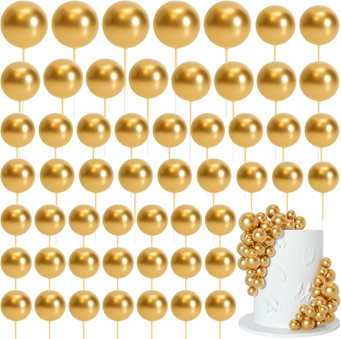 75 Pieces Gold Cake Balls Topper Decorations Foam Cupcake Topper Mini Balloon Cake Topper Balls Cake Picks for Cake Deco Birthday Party Wedding-CubbioJoy