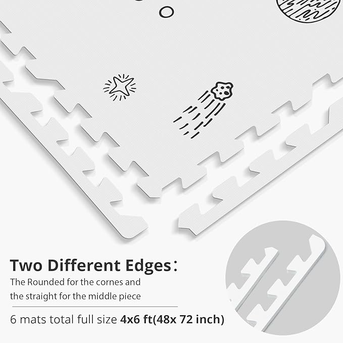 Baby Play Mat, 72x48-Inch Baby Foam Play Mat,6-Piece Interlocking Foam Floor Tiles for Toddlers, Waterproof,Floor Mats for Kids,Baby Foam Play Mat for Babies & Toddlers, Crawling Mat(Space)-CubbioJoy
