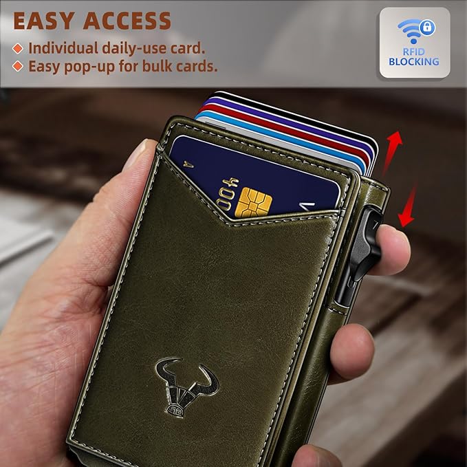 BULLIANT Men Wallet,Money Clip Wallet Slim For Gift Men 9Cards-Metal Credit Card Case in Magnetic Leather Flip-CubbioJoy