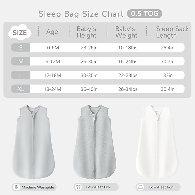JELLYMONI Baby Sleep Sack 18-24 Months 100% Cotton Wearable Blanket, 0.5 TOG Soft Lightweight Toddler Sleeping Sack 3 Pack 2-Way Zipper Newborn Sleep Sacks-CubbioJoy