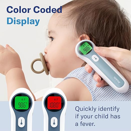 Alcedo Forehead and Ear Thermometer for Adults, Kids, and Baby | Digital Infrared Thermometer for Fever | Touchless, Instant Read, Medical Grade | Pouch and Batteries Included-CubbioJoy