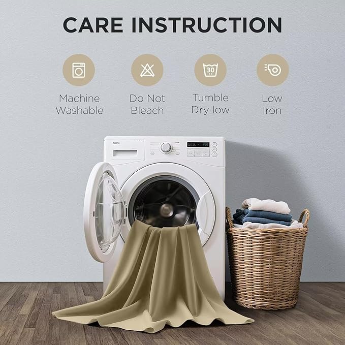 Joydeco Blackout Curtains 84 Inch Long for Bedroom, Thermal Insulated Black Out Curtains 2 Panels Set, Room Darkening Drapes for Living Room Window (W52 x L84 Inch, Beige)-CubbioJoy