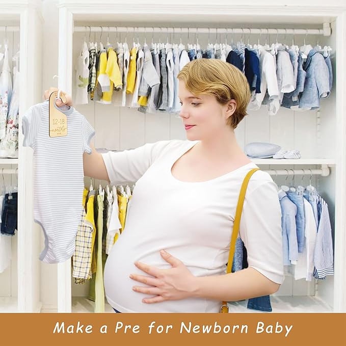 Baby Closet Dividers for Clothes Organizer - Set of 8 Beautiful Wooden Double-Sided Baby Clothes Size Organizer from Newborn to 24 Months for Nursery Decor-CubbioJoy