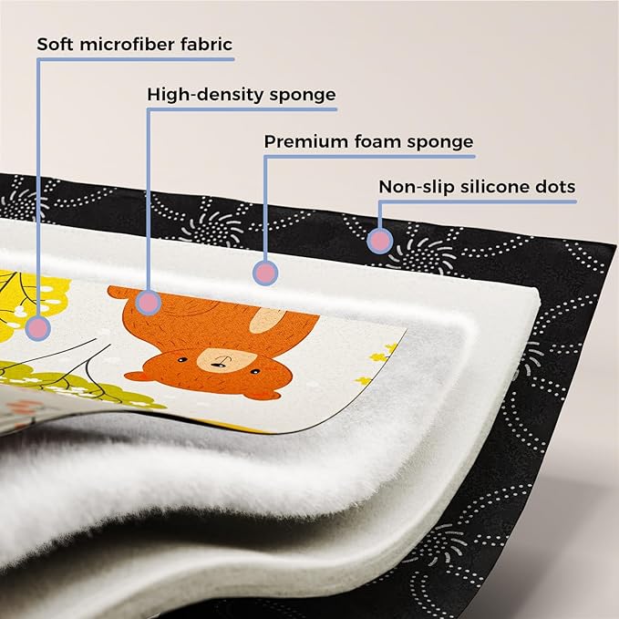 Baby Play Mat 71" X 59" Playpen Mat Upgraded Thicken Baby Floor Play Mat Non-Slip Cushioned Crawling Mat Waterproof Activity Playmats for Babies Toddlers Infants (71X59, Fox)-CubbioJoy