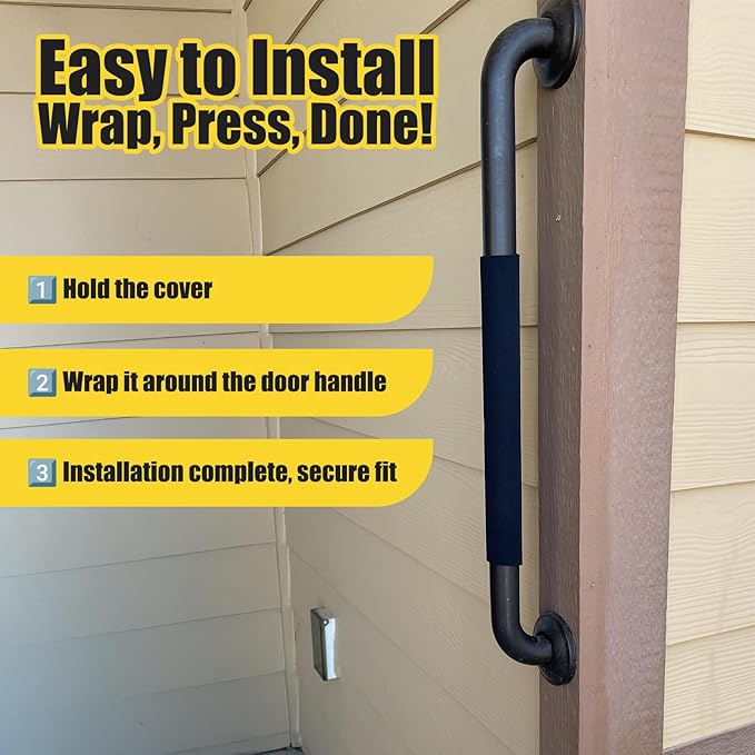 5PCS Commercial Door Handle Covers - Heat-Resistant Neoprene Sleeves with Hook & Loop Closure, Universal Fit for Business/Office/Store Doors-CubbioJoy