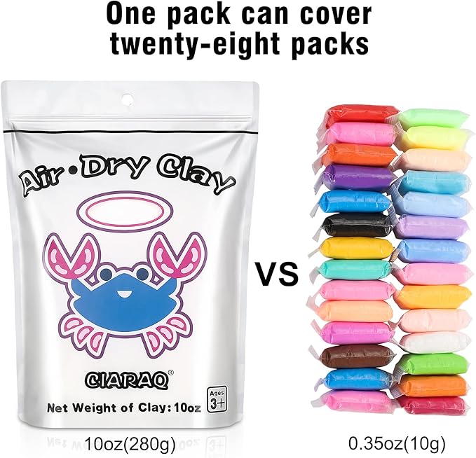 CiaraQ White Air Dry Clay, DIY Modeling Clay, Easy to Use for Children and Artists. 10 oz/Bag-CubbioJoy