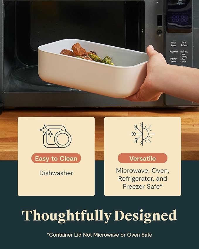 Caraway Glass Food Storage - 6.6 Cup Glass Container - Ceramic Coated Food Container - Non Toxic, Non Stick Lunch Box Container with Glass Lids - Dishwasher, Oven, & Microwave Safe - Mist-CubbioJoy