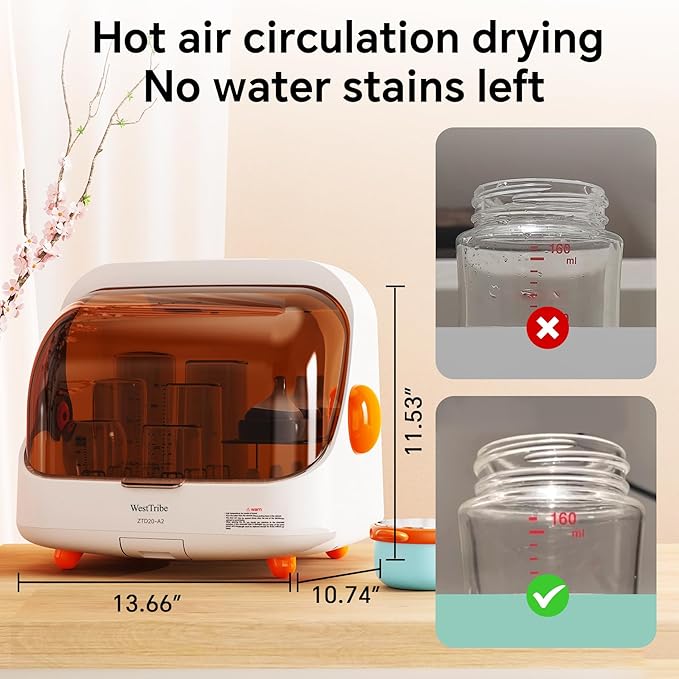 Baby Bottle Sterilizer and Dryer – UV Sterilizer 20L Large Capacity, Hot Air Drying, UV Sanitizer Box, No Need to add Water, No Need to Clean Regularly. Large Sterilizer for Nail Tools.-CubbioJoy