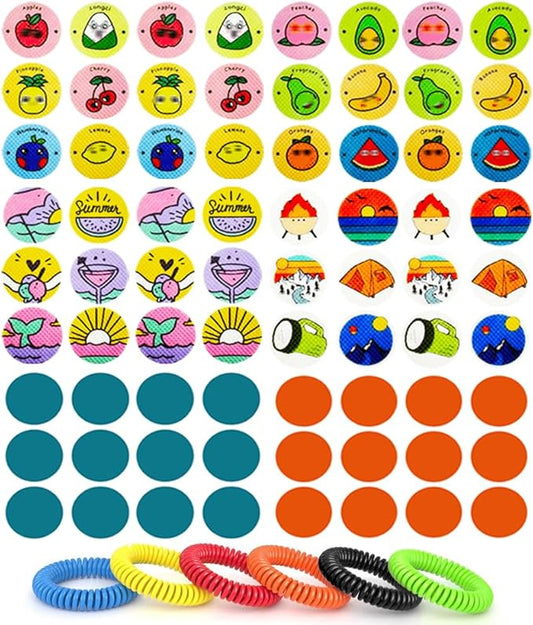360Pcs Mosquito Patches Stickers,Natural Plant Based Individually Wrapped Mosquito Stickers with 6 Pack Mosquito Repellent Bracelets for Kids Adult Outdoor Hiking, Camping, Travel-CubbioJoy