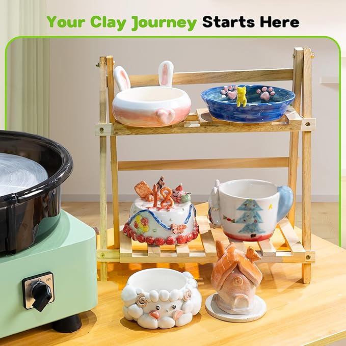 Alldeer 11-inch Pottery Wheel, 350W Electric Ceramic Forming Machine with Detachable Basin, 0-300RPM Foot Pedal Control, 19PCS Complete Clay Tool Kit for Professional Potters and Adult Crafters-CubbioJoy