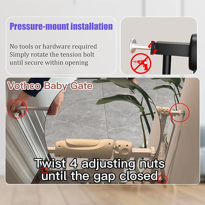 Baby Gates Extra Wide 53-57.5 Inch Large Baby Gate for Stairs Tension Pet Dog Gates Indoor for Doorways No Drilling Pressure Mounted Pet Gates for Kids-CubbioJoy