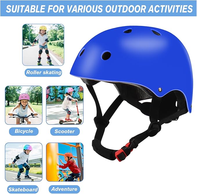 Color Gradient Adjustable Kids' Helmet with Knee & Elbow Pads Set | Multi-Sport Safety Gear for Boys & Girls Ages 5-14 | Skateboarding, Scooters, Roller & Inline Skating, Longboarding-CubbioJoy