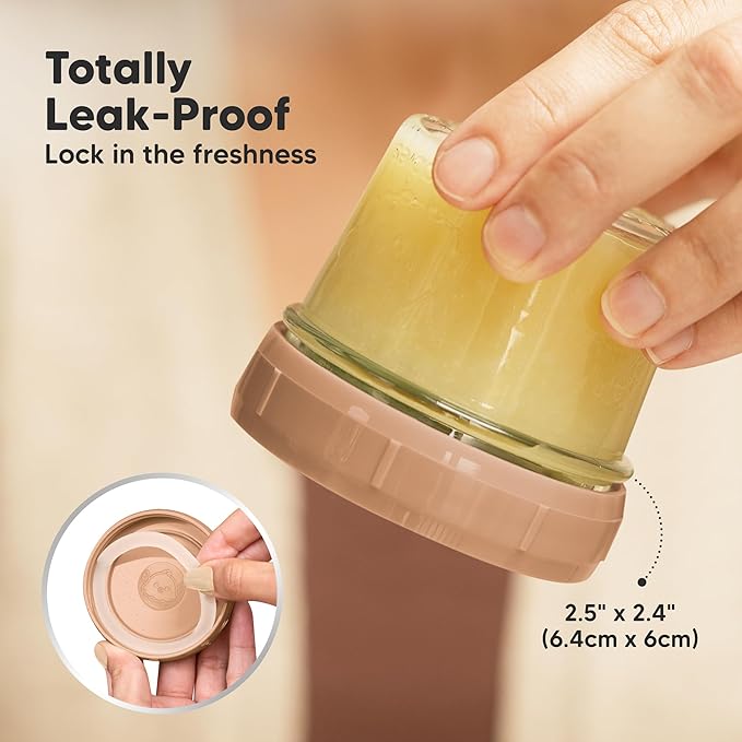 KeaBabies 12pk 4oz Glass Baby Food Containers with Lids - Leak-Proof, Microwavable Small Glass Jars, Baby Purees & Toddler Snack Storage Containers, BPA-Free, Dishwasher & Freezer Safe (Terracotta)-CubbioJoy