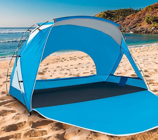 Beach Tent, Portable Sun Shelter for 2/3/4/6-8 Person with UPF 50+ UV Protection, Easy Setup Waterproof Beach Shade Canopy Cabana for Family Outdoor and Picnics, Fishing with Carrying Bag-CubbioJoy