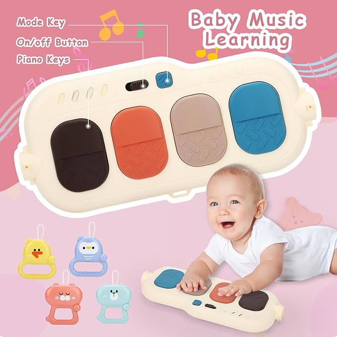 Baby Play Gym Walker Kick and Play Piano Gym for Boys Girls Play Mat Musical Tummy Time Mat Infant Christmas Newborn Gifts Toddlers (Pink)-CubbioJoy