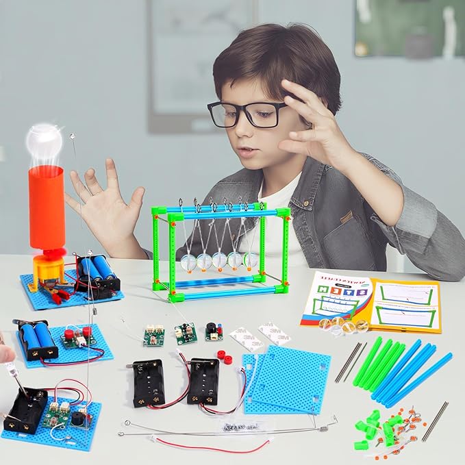 4 Set STEM Science Kits for Kids Age 8-12, 7-in-1 Science Experiments Crafts Projects Electric Motor Building Kit 8-10 9-12, STEM Toys for 6 7 8 9 10 11 13 Year Old Boys Girls Classroom Activity Gift-CubbioJoy