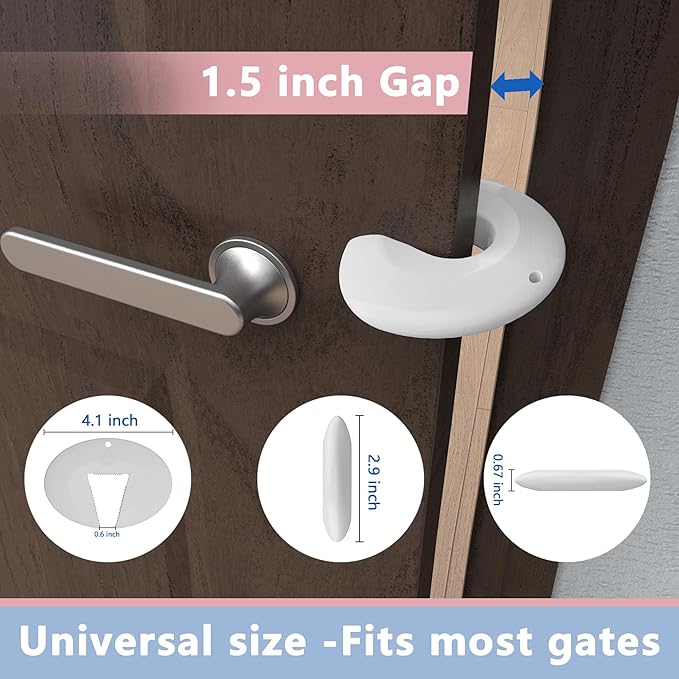 Door Pinch Guard and Door Slam Stopper, Durable Silicone Door Finger Pinch Guard, Prevents Finger Pinch Injuries, Slamming Doors, Door Safety for Kids, 2 Packs White Basic.-CubbioJoy