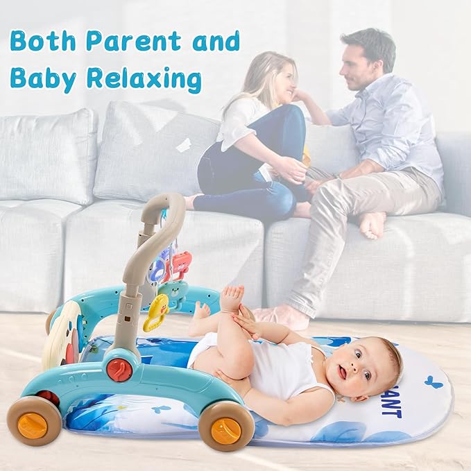 Baby Play Gym Walker Kick and Play Piano Gym for Boys Girls Play Mat Musical Tummy Time Mat Infant Christmas Newborn Gifts Toddlers (Elephant Upgraded)-CubbioJoy