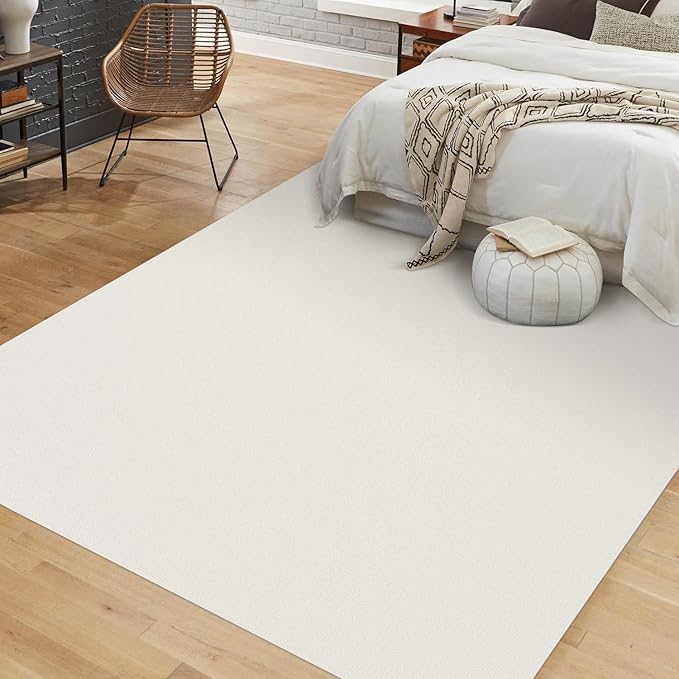 Beige Vinyl Floor Mat for Home, 3'×5' Waterproof Area Mat for Lving Room, Bedroom, Under Dining Room Table-CubbioJoy