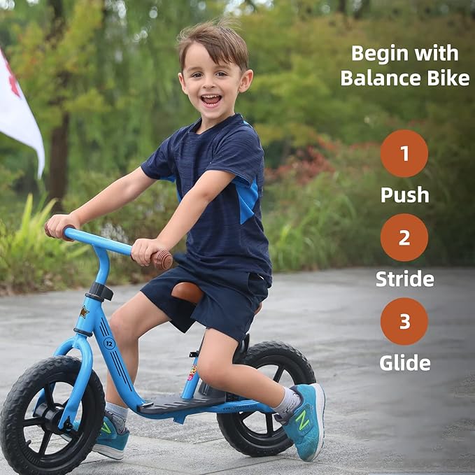 JOYSTAR 10"/12" Toddler Balance Bike for Girls & Boys, Ages 18 Months to 5 Years, Kids Push Bike with Footrest & Adjustable Seat Height, First Birthday Gifts for 2-5 Boys Girls-CubbioJoy