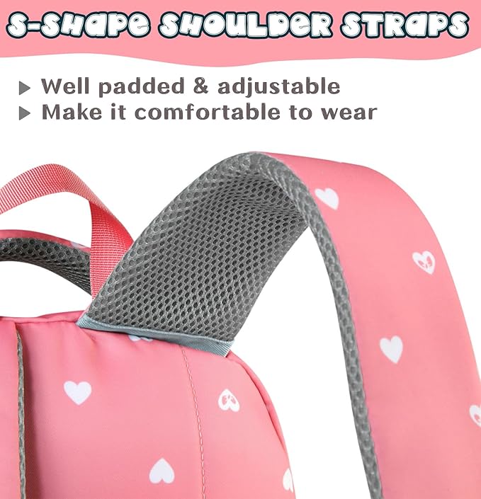 BLUEFAIRY Lightweight Water Resistant Backpack for Girls, Pink, 5-9 Years, Laptop Compartment, Adjustable Shoulder Straps, Breathable Mesh-CubbioJoy