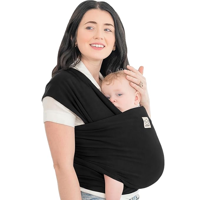 KeaBabies Baby Wrap Carrier - All in 1 Original Baby Carrier Newborn to Toddler Sling, Easy to Wear, Hands Free Bonding, Lightweight, Breathable Infant Wraps (Trendy Black)-CubbioJoy