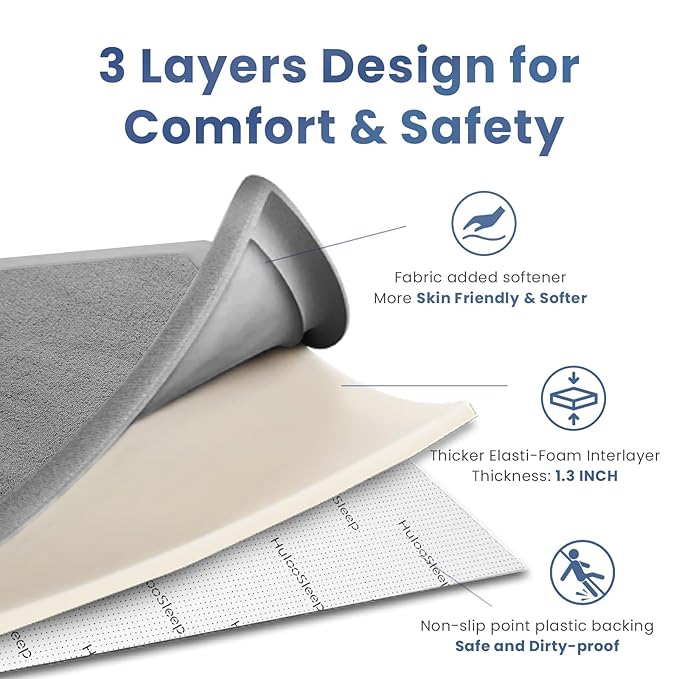 Baby Play Mat for Floor,1.3" Thick Elasti-Foam 74×50 Playpen Mat for Toddlers Infant Kids,Water-Repellent Soft Coral Velvet for Tummy Time, Non-Slip Backing for Crawling,Tatami Style(Light Grey)-CubbioJoy