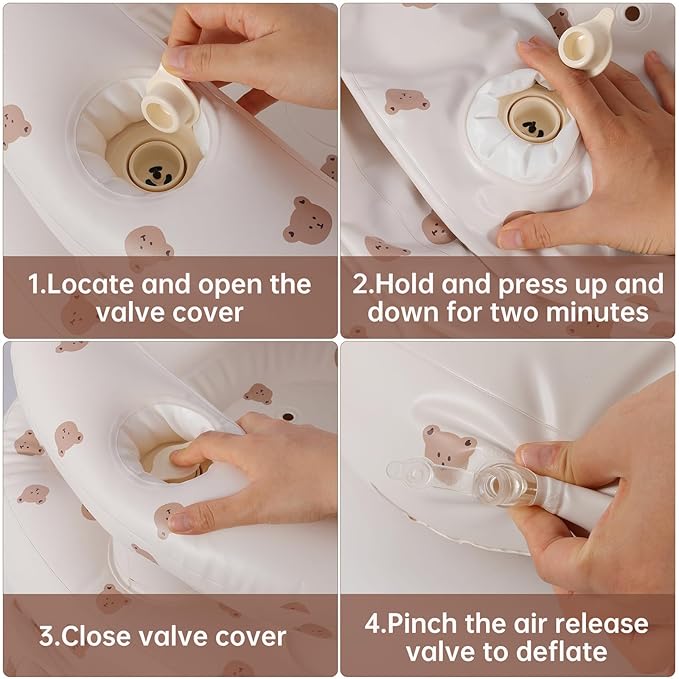 Baby Inflatable Seat for Babies 3-36 Months, Built in Air Pump, Bear Baby Support Seat Summer Toddler Chair for Sitting Up, Baby Shower Chair Floor Seater, Infant Back Support Sofa, Green-CubbioJoy