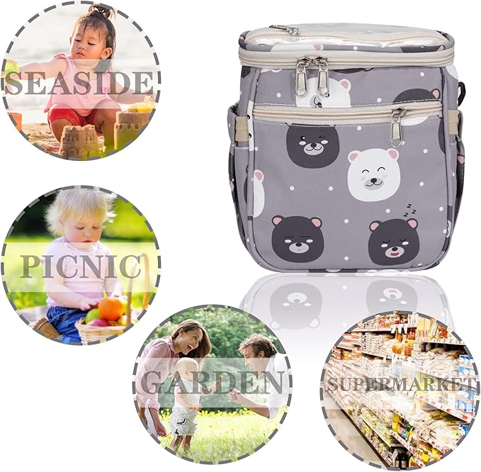 Baby Stroller Organizer Bag，Small Diaper Bag - Universal Stroller Organizer With Insulated Cup Holder,Pocket With Baby Wipes Dispenser，Adjustable Shoulder Strap (Light Gray)-CubbioJoy