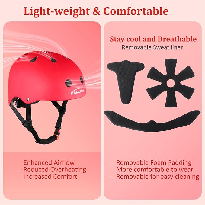 KAMUGO Kids Adjustable Helmet, with Sports Protective Gear Set Knee Elbow Wrist Pads for Toddler Age 2-8 Boys Girls, Bike Skateboard Hoverboard Scooter Rollerblading Helmet Set-CubbioJoy