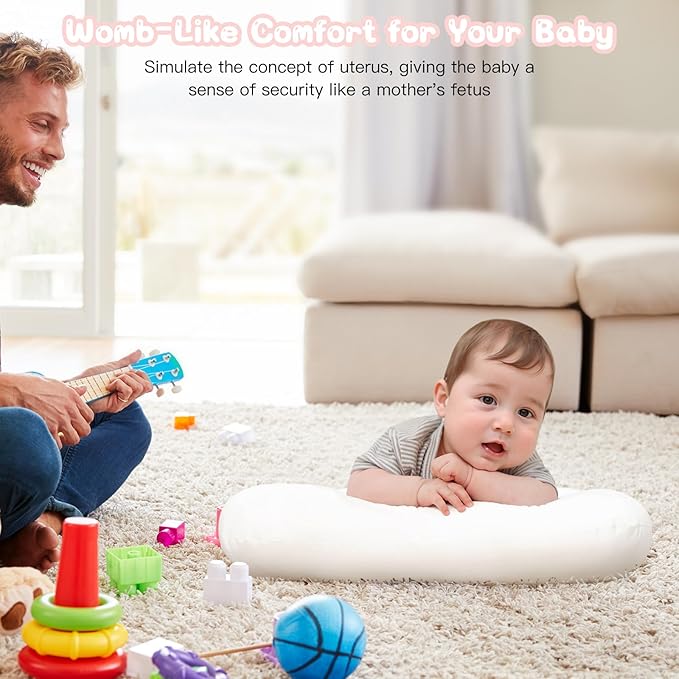 Baby Lounger for Newborn, Bionic Design Baby Lounger, Soft Organic Cotton Breathable Lounger for Infants 0-18 Months (White)-CubbioJoy