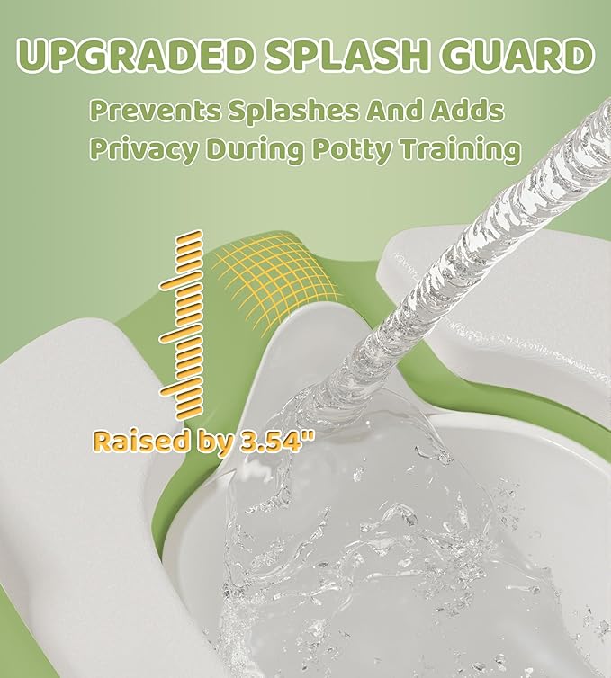 2-in-1 Toddler Potty Training Toilet Seat with Step Stool Ladder – Adjustable Height Potty Chair Urinal for Baby Boys Girls Age 1-3, Foldable Training Potty with Splash Guard & Anti-Slip Feet, Green-CubbioJoy