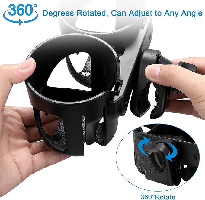 Accmor Universal Cup Holder, Stroller Cup Holder, 360° Rotatable Large Caliber Designed Bottle Holder for Stroller, Bike, Wheelchair, Walker, Scooter-CubbioJoy