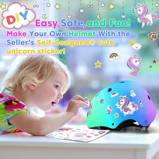 Color Gradient Adjustable Kids Bike Helmet Toddler Skateboard Helmets Boys Girls Child Ventilation Helmet for Multi-Sports Skating Cycling Scooter Balance-CubbioJoy