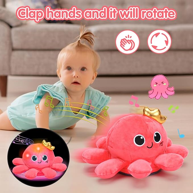 Baby Crawling & Walking Toys 6-12 Months Musical Octopus Plush Light up Stuffed Animal Dancing 1 Year Old Girl Gifts Music Sensory Walking Toy 0-6 7 8 9 Months Learning Newborn Baby Girl Birthday Gift-CubbioJoy