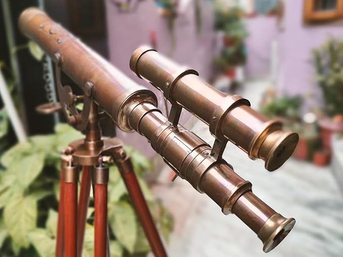 Antique Brass Telescope Marine Navy Adjustable Floor Standing Brass Telescope Maritime Ship Instrument Functional Clear Vision Instrument Nautical Home Decor-CubbioJoy