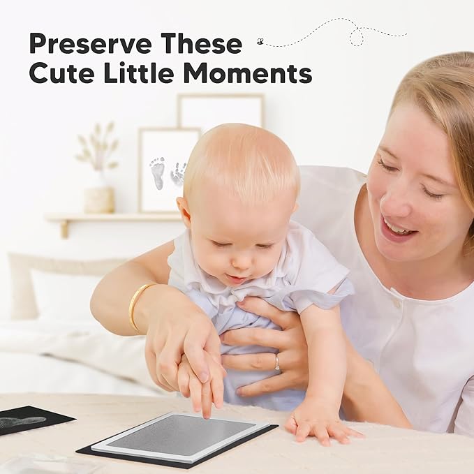 4-Pack Inkless Baby Hand and Footprint Kit - Mess Free Ink Pad for Newborn Keepsake, Dog Nose & Paw Print Kit, Clean Touch Ink Pad for Baby Hand & Footprints, Ideal New Mom Gifts (Gold/Silver, L)-CubbioJoy