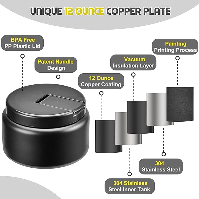 13.5oz Soup Thermo for Hot Food Kids with Buckle Lid Insulated Vacuum Food Jar Wide Mouth Leakproof Stainless Steel Lunch Container (Black)-CubbioJoy